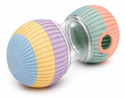 Pastel Dumbbell-Shaped Dog Treat Dispenser and Rolling Toy